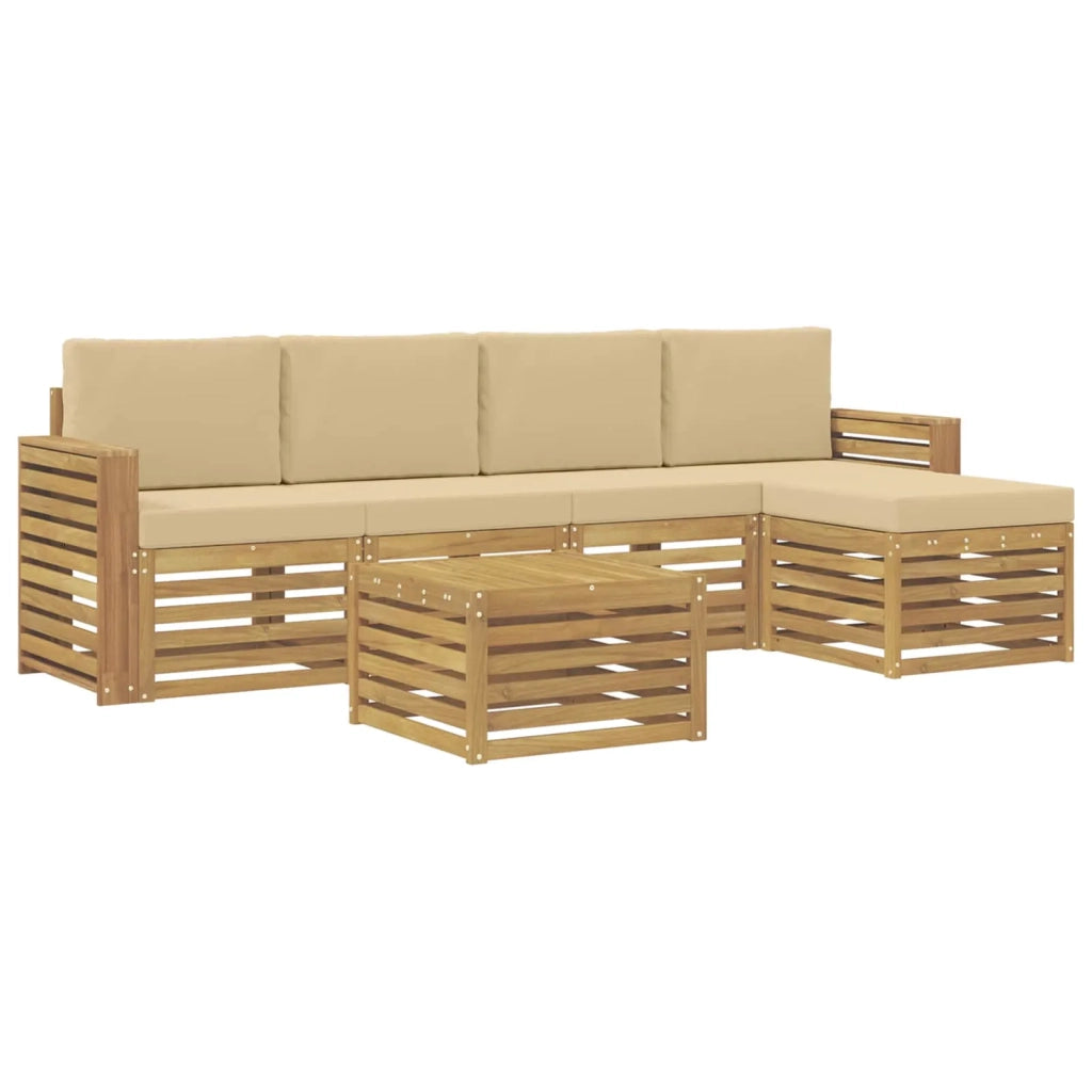 Set di divani da esterno 6 pcs Bianco e Beige 59 x 59 x 37 cm 3391723