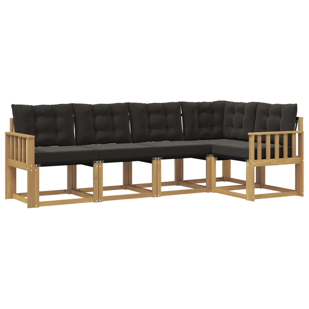 Set di divani da esterno con cuscino 5 pcs Bianco e Nero 3389474