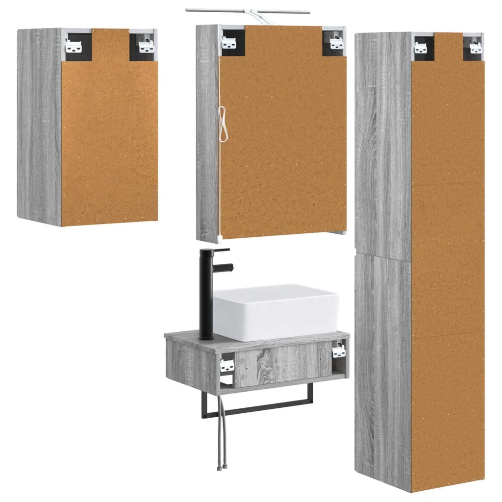 Set di mobili per il bagno 5 pcs Sonoma grigio 3407268