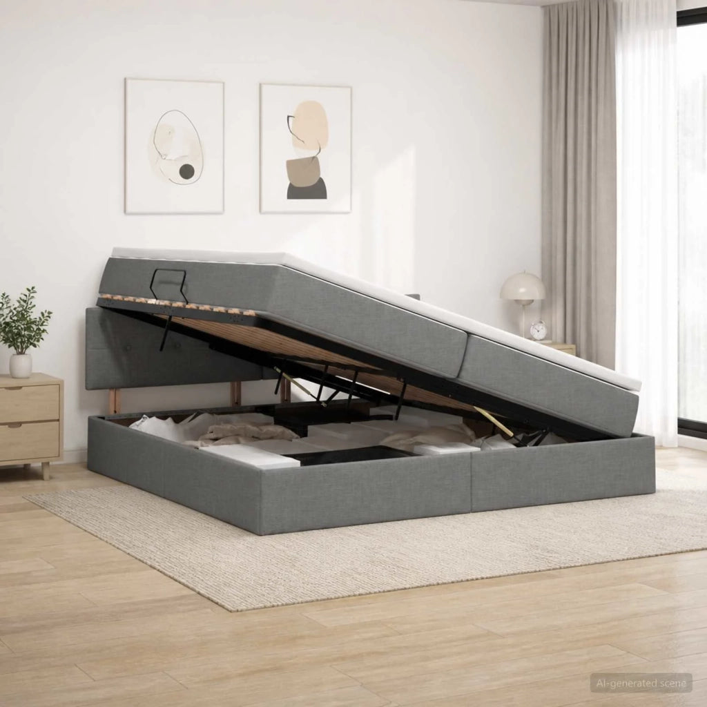 Letto con contenitore LED e materasso Grigio Scuro 200 x 200 cm 3459085