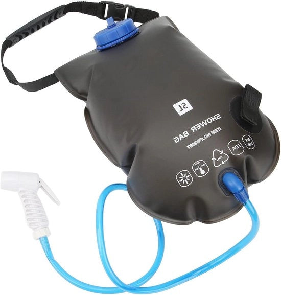 Doccia Esterna da Campeggio Borsa 5L Ripiegabile con Testa di Doccia - Qualità Alimentare TPU - Viaggi Escursioni