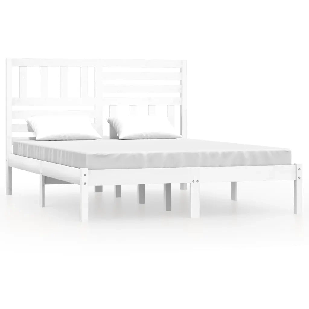 Giroletto-Struttura Letto Bianco in Legno Massello di Pino 140x200 cm 300050