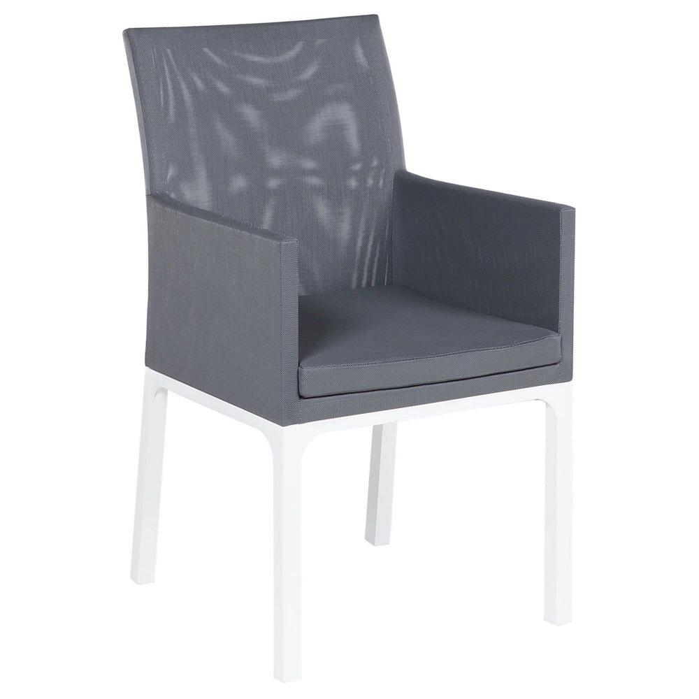 Set di 2 sedie da giardino rivestimento in Textilene grigio gambe bianche in alluminio schiuma ad asciugatura rapida