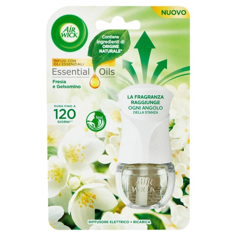 AIR WICK DIFFUSORE ELETTRICO + RICARICA INFUSI CON OLI ESSENZIALI FRESIA E GELSOMINO DURA FINO A 120 GIORNI 19 ML