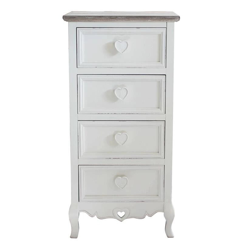 CASSETTIERA CUORE IN LEGNO DI PAULOWNIA CON 4 CASSETTI 44 X 34 X H90 CM