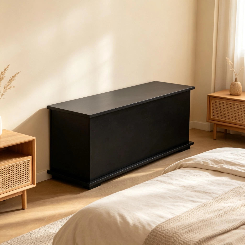BAULE CONTENITORE 100x40x40 cm Nero in truciolare