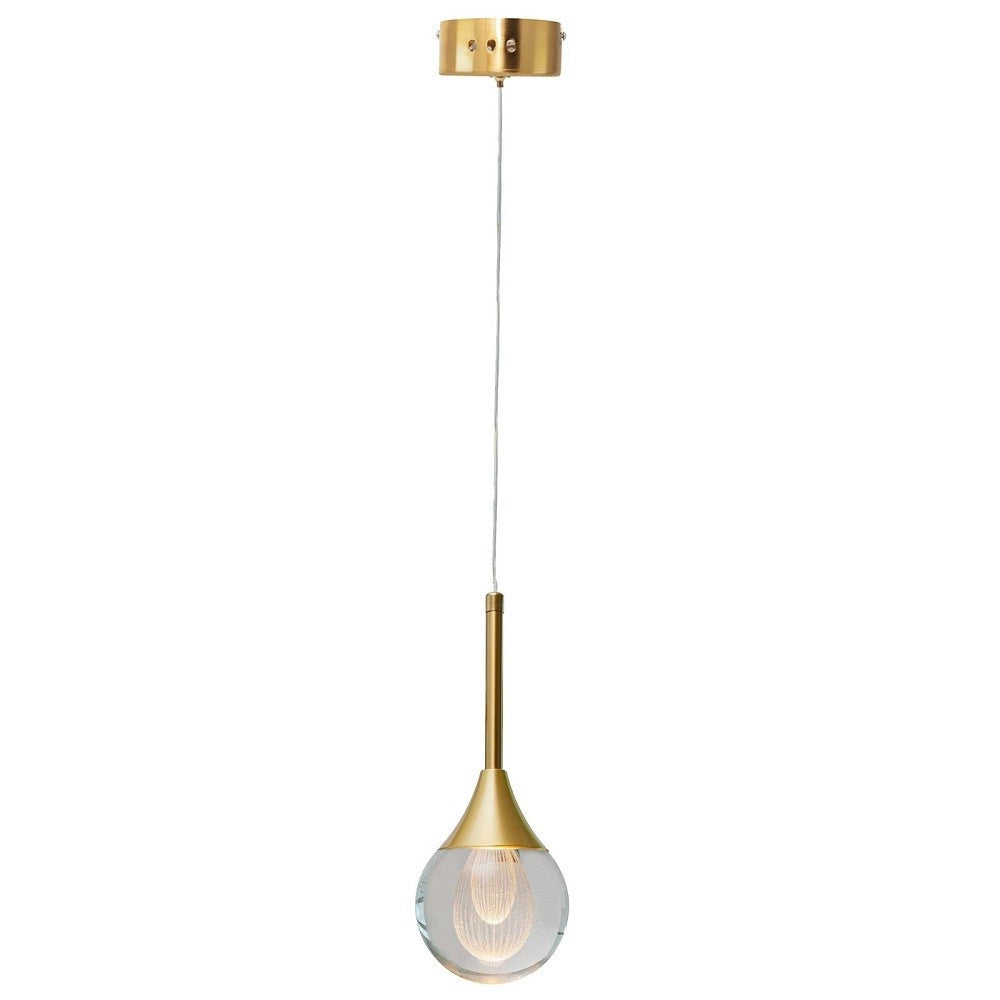 Trade Shop - Lampadario Moderno Led 5w Globo Lampada Dorata Pendente Luce 3000k 4000k 6500k Lp-41 -