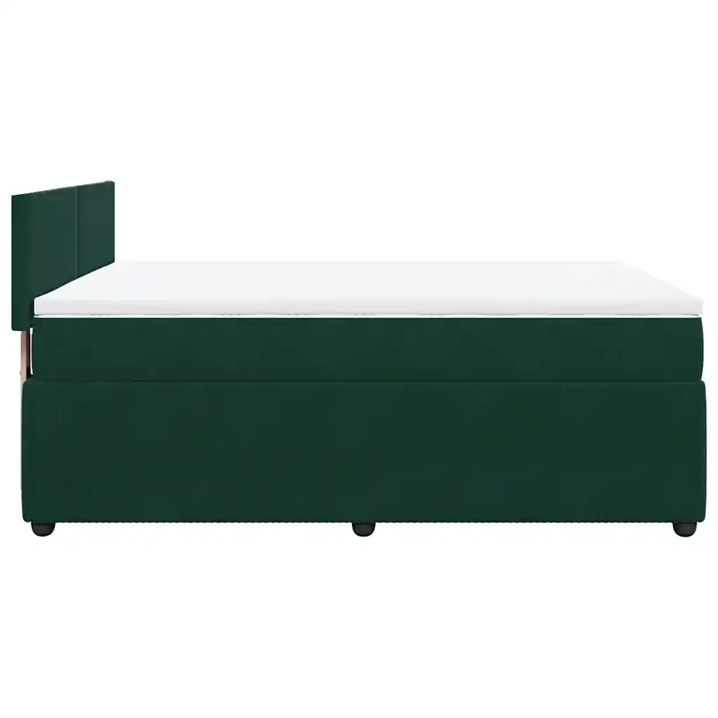 Giroletto a Molle con Materasso Verde Scuro 160x200 cm Velluto