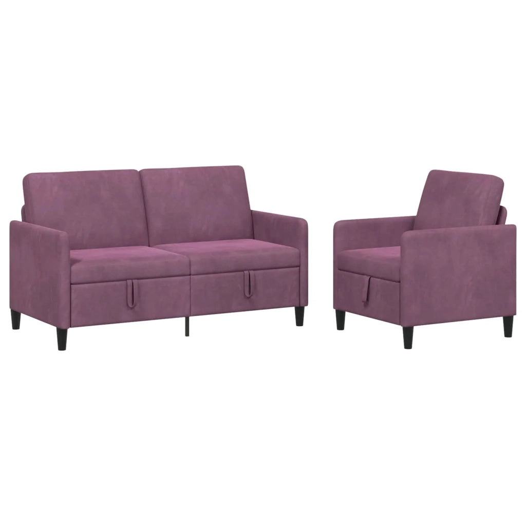 Set di Divani con Storage 2 pz Viola Poliestere 3429203