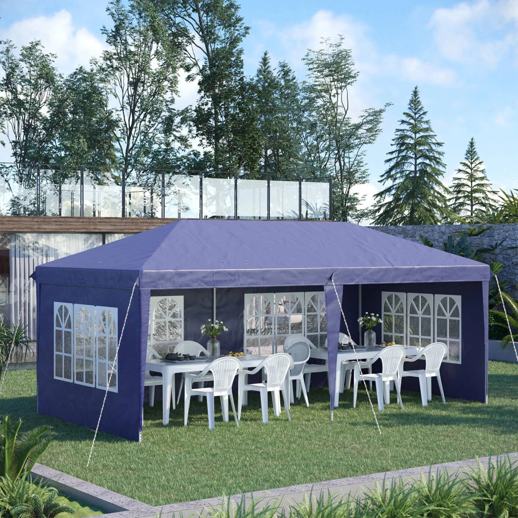 Gazebo pieghevole 6x3m con pareti removibili ¨C zephmum ¨C blu
