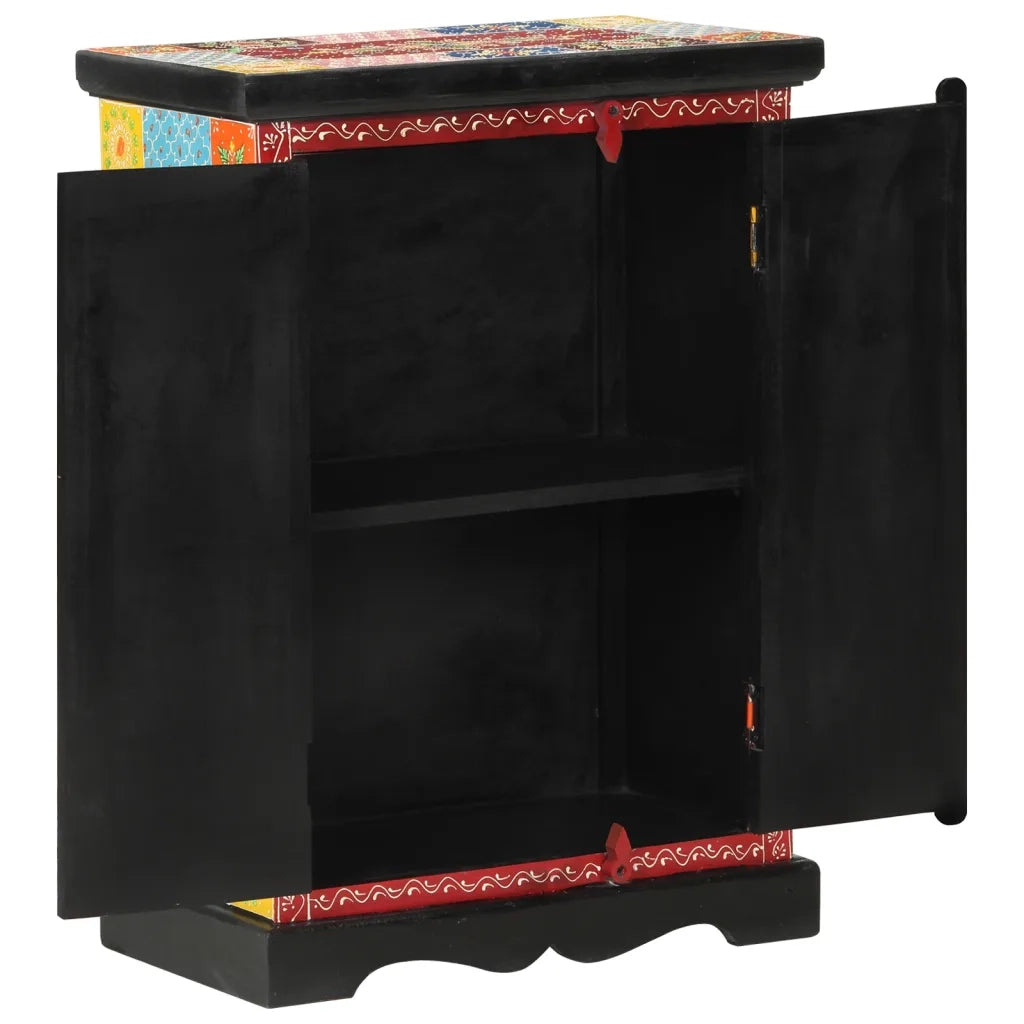 Credenza Dipinta Mano con Ante-Buffet-Armadio da cucina 53x30x75 cm Legno Massello Mango