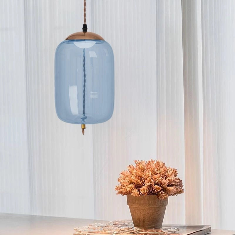 Lampada Led Da Soffitto Pensile Di Vetro Blu App443-cp