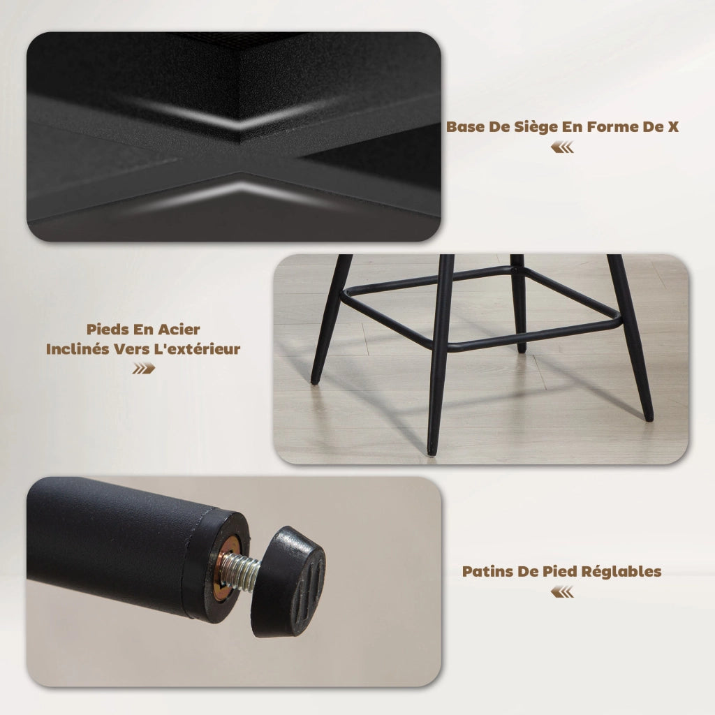 Sgabelli da bar in tessuto velluto ¨C zephmum ¨C crema 49x52x88 cm