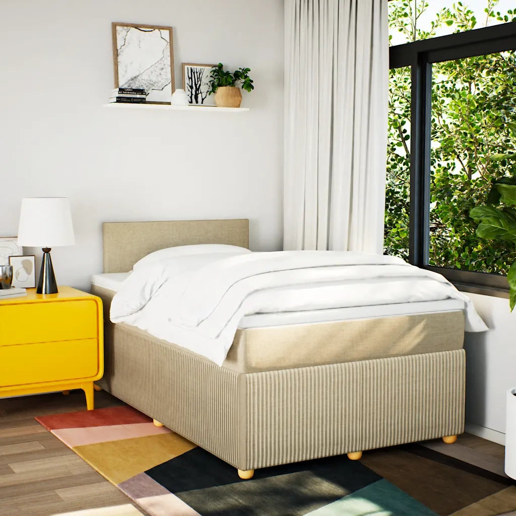 vidaXL Giroletto a Molle con Materasso Crema 120x190 cm in Tessuto