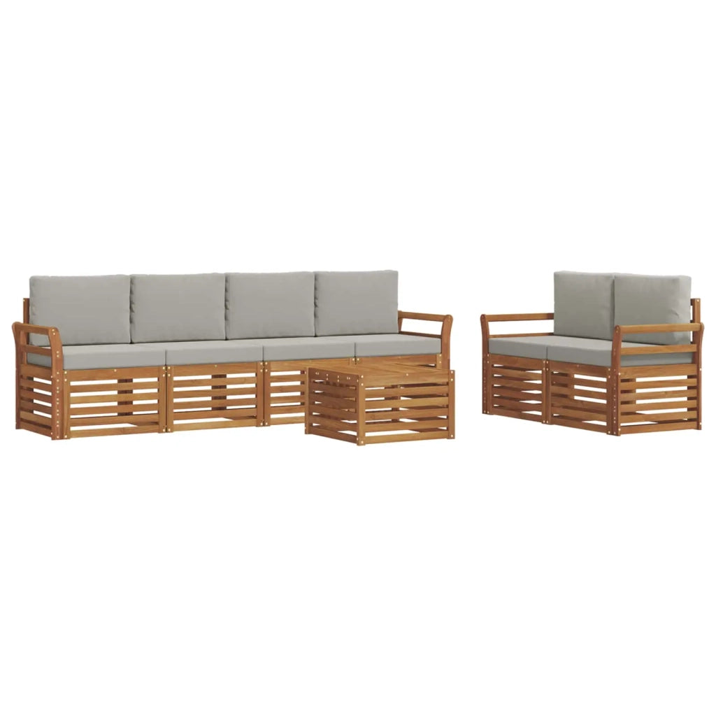 Set di divani da esterno 7 pcs Grigio Naturale e Chiaro