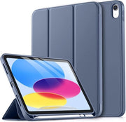 Hoes TPU flessibile per iPad 10ª generazione 2022 - grigio blu - pen holder - standard triplo - Touch-ID - rilascio automatico/sveglia - 109 pollici