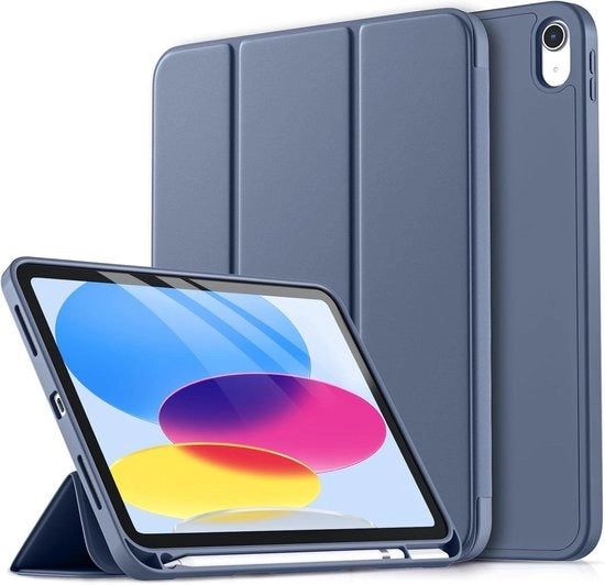 Hoes TPU flessibile per iPad 10ª generazione 2022 - grigio blu - pen holder - standard triplo - Touch-ID - rilascio automatico/sveglia - 109 pollici
