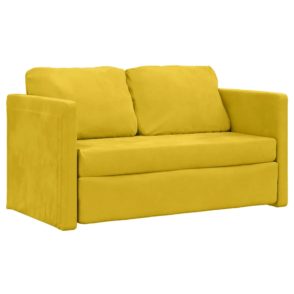 Divano Letto da Terra 2 in 1 Giallo Scuro 122x204x55 cm Velluto 353963