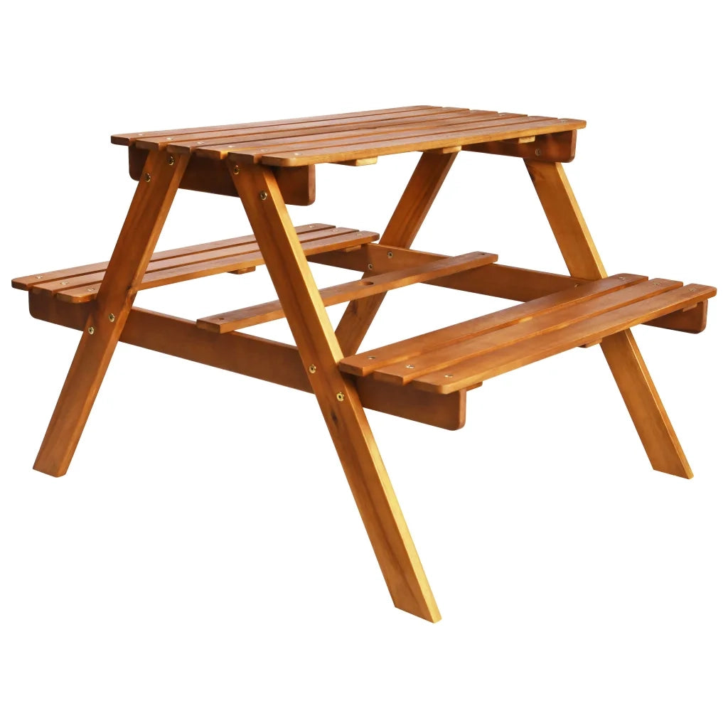 Tavolo Picnic per Bambini con Ombrellone 79x90x60cm in Acacia 43990