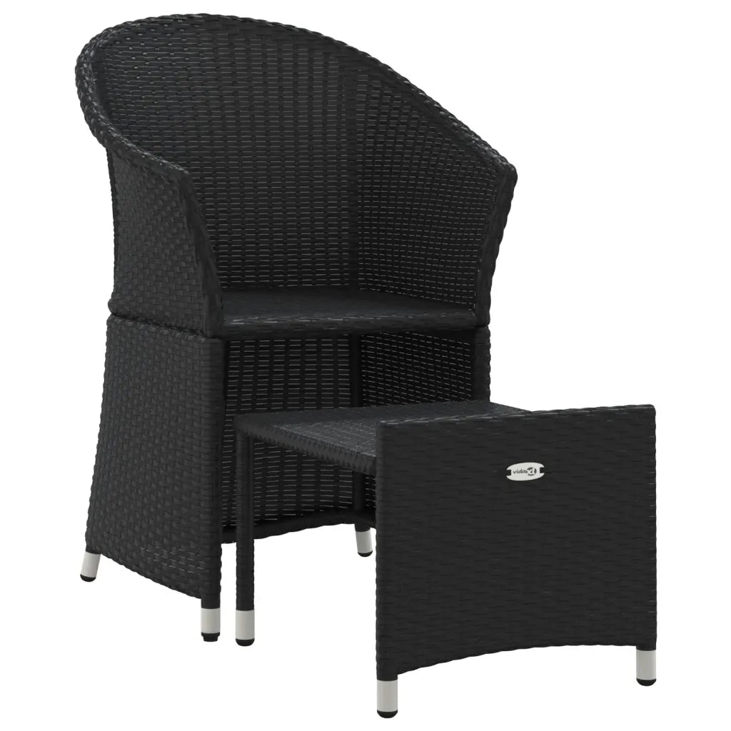 Set da Giardino 2 pz | Set Salotto da Giardino con Cuscini Nero in Polyrattan