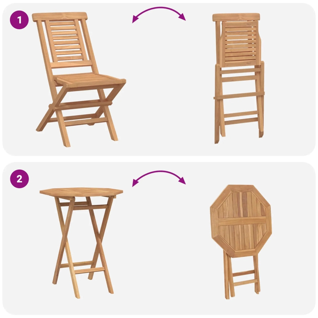 Set da Giardino 3 pz Marrone Legno Teak Massello 3437395