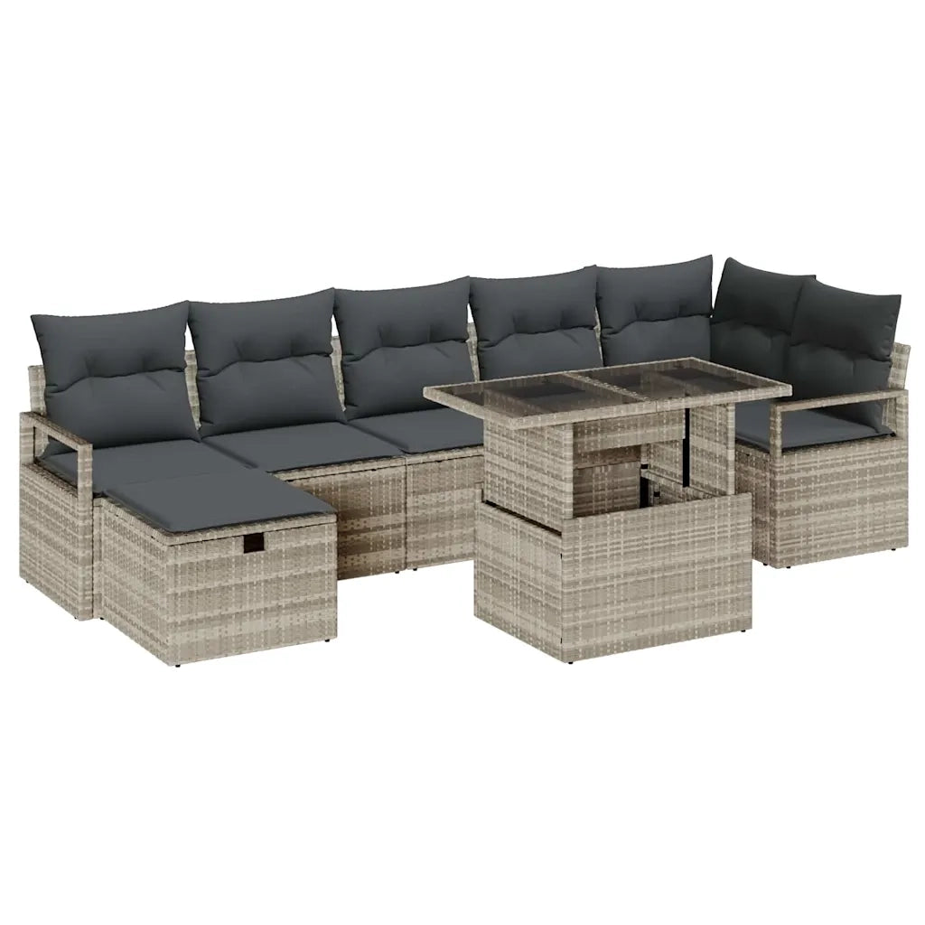 Set Divano da Giardino 8 pcs Grigio chiaro Poly Rattan 3359809