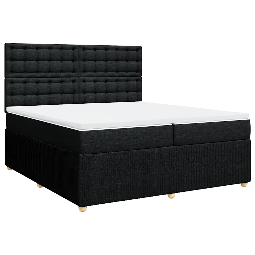 Giroletto a Molle con Materasso Nero 200x200 cm in Tessuto