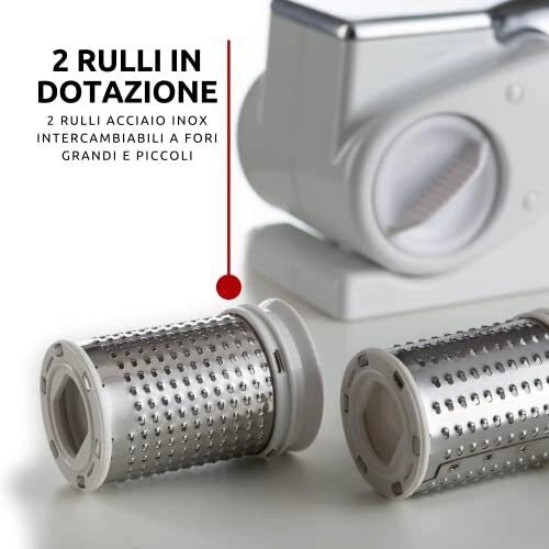 Ariete 44 Gratì Metal Grattugia Elettrica Senza Fili 2 Rulli Acciaio Inox Batteria 1500 mAh colore Bianco