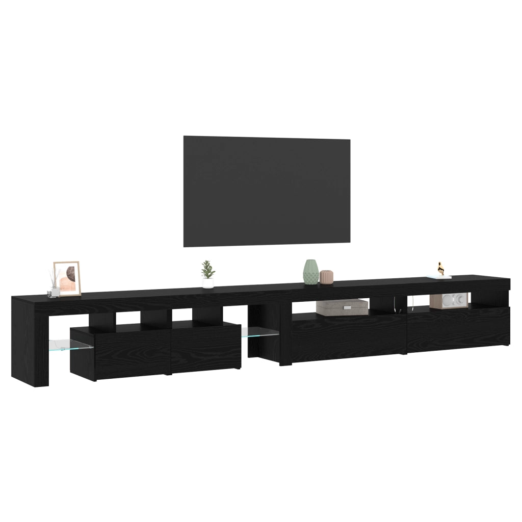 Mobili TV  3 pcs con Luci LED Quercia Nera Legno Ingegnerizzato