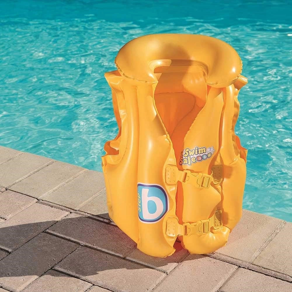 Trade Shop - Giubbotto Da Nuoto Gonfiabile Per Bambini Piccoli Galleggiamento 51x46cm Giallo 019948 -