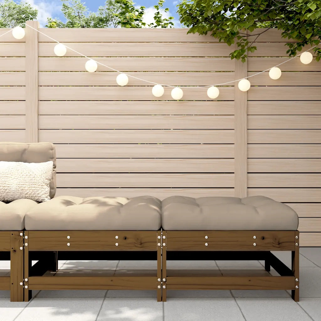 Sedia da giardino-Poggiapiedi Giardino con Cuscini 2pz Legno Massello Pino Ambra