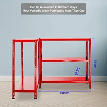 SCAFFALE IN METALLO ROSSO ETTORE KIT BULLONI 100 X 40 X H 187 CM 5 RIPIANI