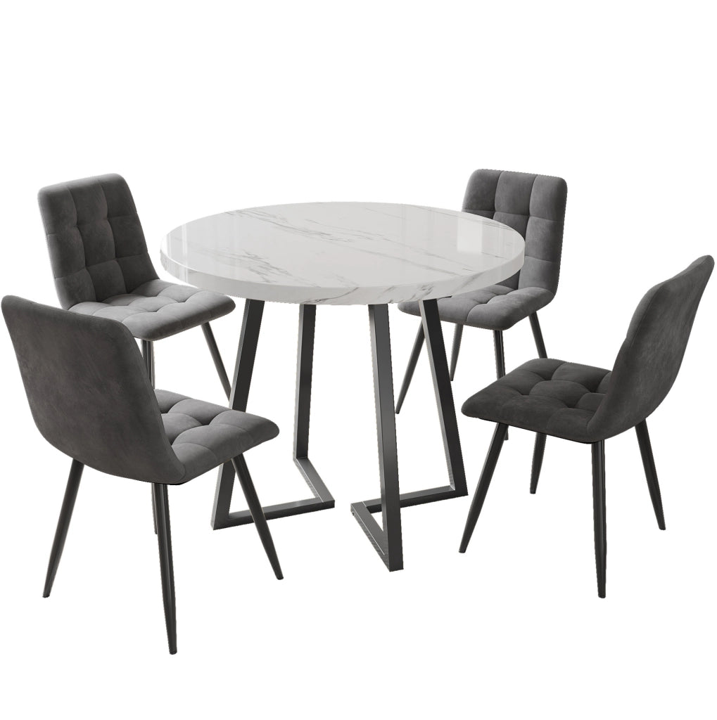 Gruppo pranzo 80 cm (5 pezzi); piano effetto marmo; MDF multicolore