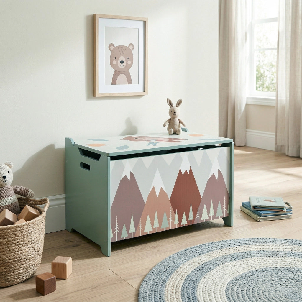 Cassa Portagiochi per Bambini ¨C zephmum ¨C Verde MDF 60x37x39