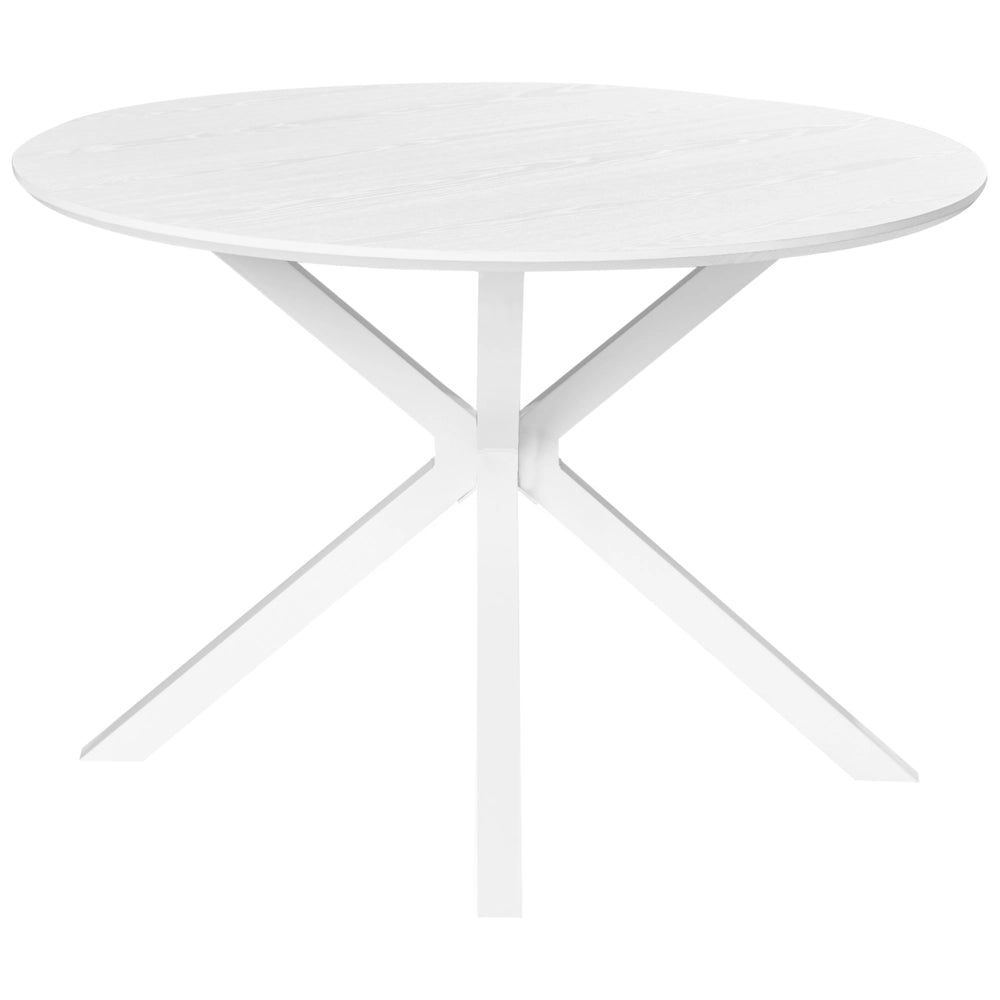 Tavolo da pranzo in MDF bianco con gambe in metallo ø 120 cm Design classico moderno