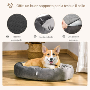 Cuccia Imbottita per Cani 81,5x58x18 cm in Tessuto Vellutato Grigio Scuro