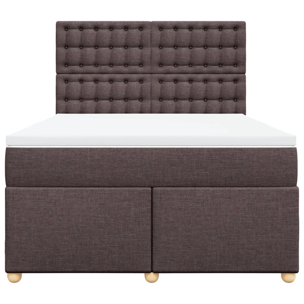 Giroletto a Molle con Materasso Marrone Scuro 160x200cm Tessuto
