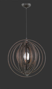BOOLAN SOSPENSIONE SFERA CERCHI DI LEGNO MARRONE D. 50CM 1 LUCE ATTACCO E27