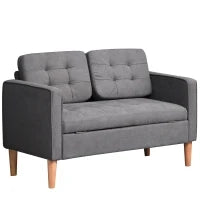 Divano a 2 Posti, Divano con Spazio di Archiviazione, Gambe in Legno, Divano Imbottito con Rivestimento in Velluto per Soggiorno, Camera da Letto, 117x 62 x 78 cm, Grigio