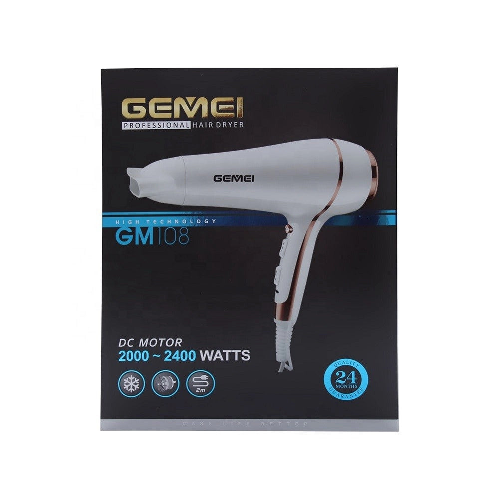 Trade Shop - Asciugacapelli Professionale 2400 W Phon Per Salone 3 Velocità Beccuccio Gm-108 -