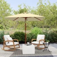 Ombrellone Rettangolare Inclinabile 2x1.5 m con 6 Stecche e Apertura a Corda, in Bambù e Poliestere Beige