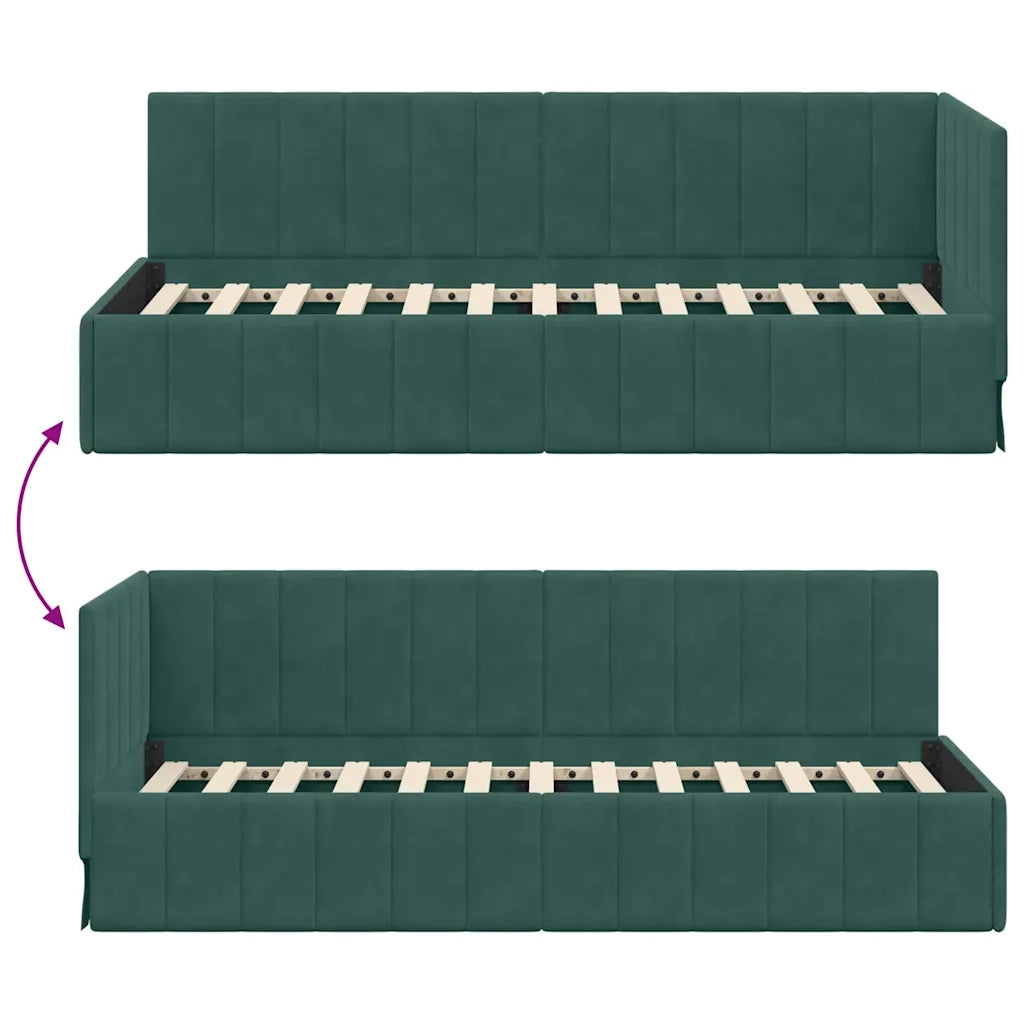 vidaXL Cornice del letto ad angolo Verde scuro 80 x 200 cm Velluto