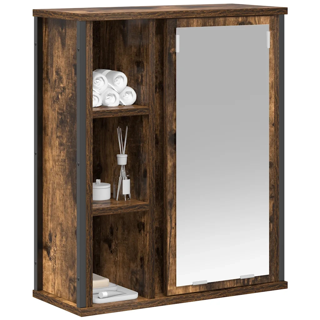 Pensile da Bagno con Specchio Rovere Fumo 50x21x60 cm 861904