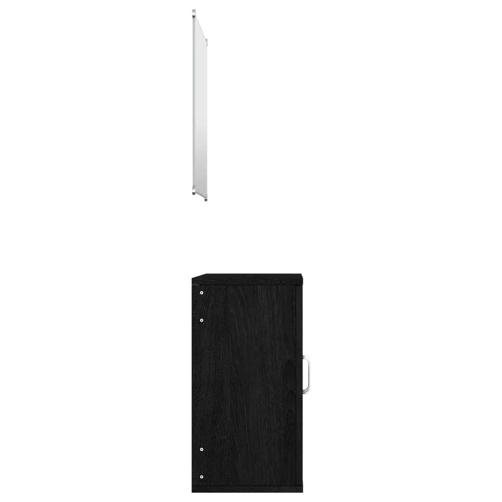 Set Mobili da Bagno | Armadio da bagno 2 pz Nero in Legno Multistrato