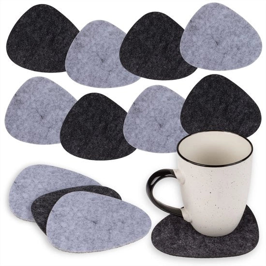 Set di supporti per vetrina ovoidali/irregolari - 12 pezzi - 12 x 8 cm - Materiale velt - Colore chiaro/grigio scuro - 12 x 8 cm