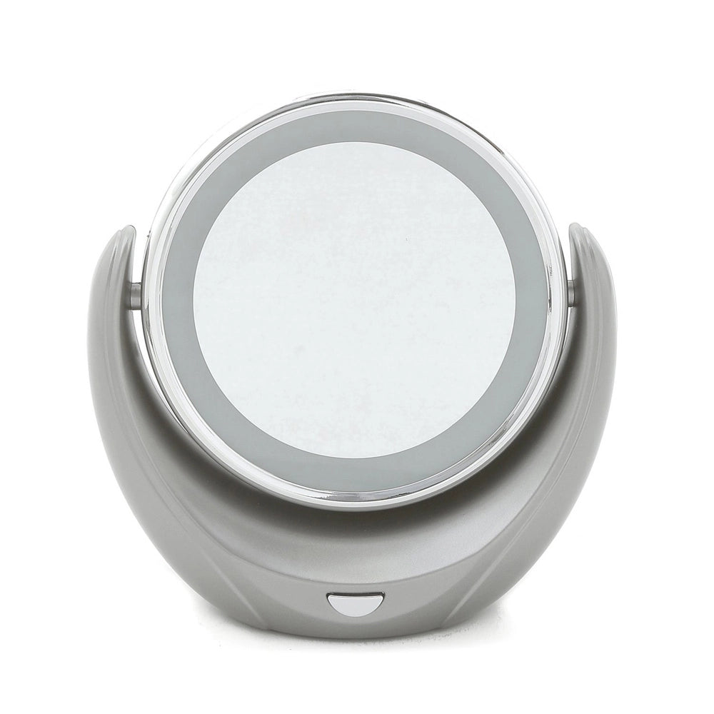 Specchio A Led Zoom 5x Orientabile Con Supporto A Batteria Silver Dcg Lm 3055