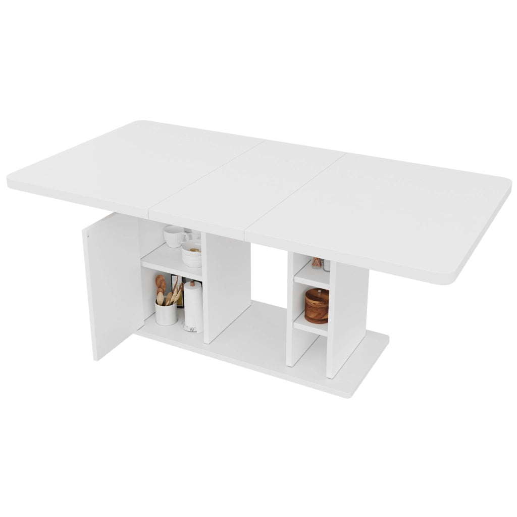 Tavolo da pranzo allungabile 140/180x80 cm con contenitore in MDF bianco