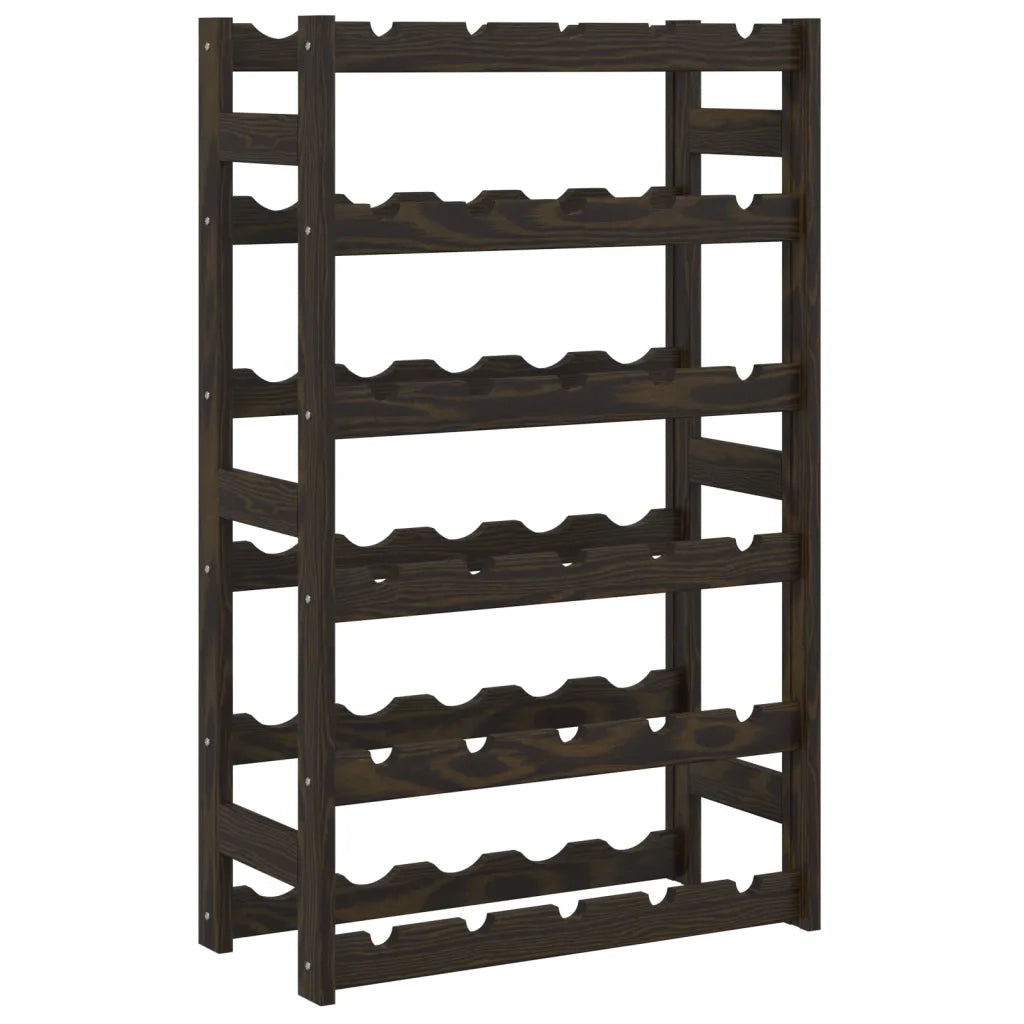 Portabottiglie per 30 Bottiglie Nero Legno Massello di Pinocod mxl 107868
