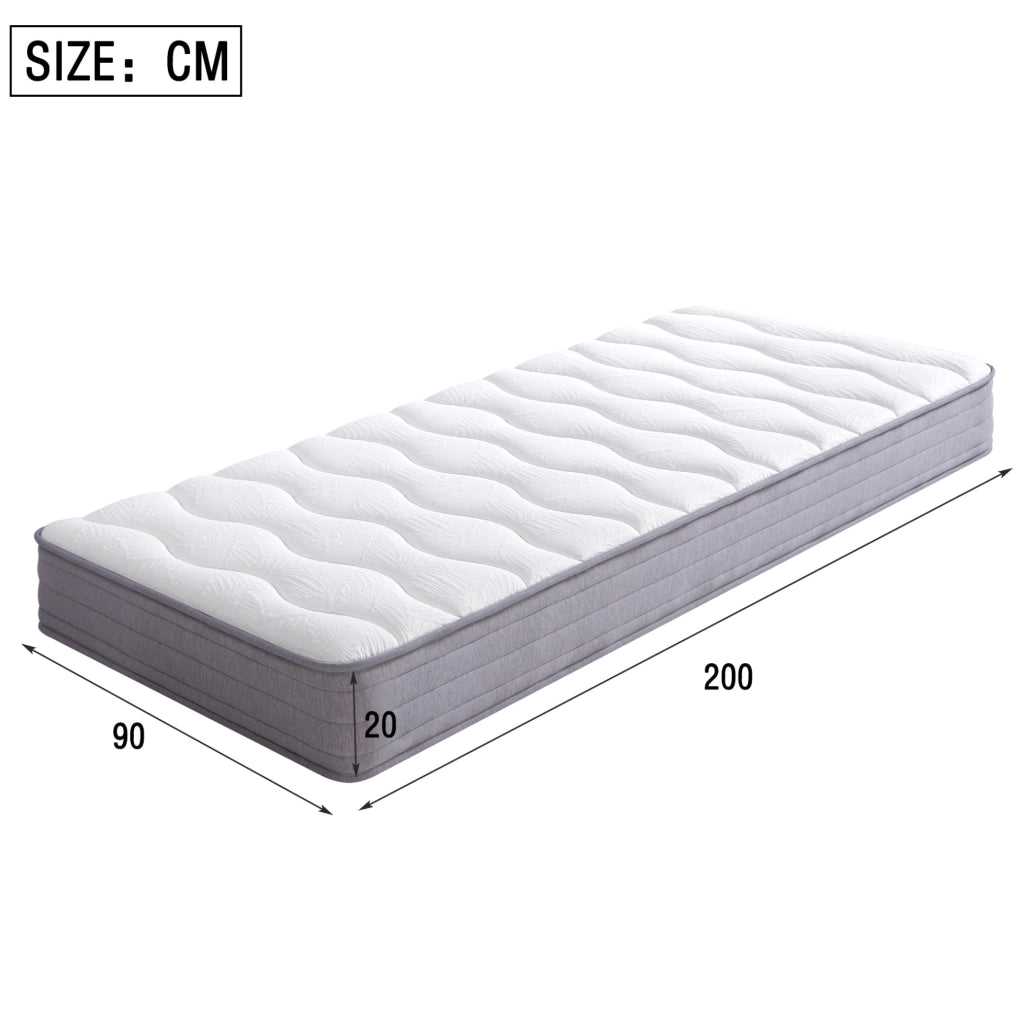 Letto imbottito 90x200 cm con LED; USB e vano contenitore; grigio; con materasso