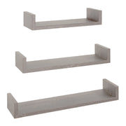 Set di 3 Mensole da Muro Modello CALAMITA, Mensole Muro Design, Mensola da Parete. Misure 60x8 p15.5 cm, 50x8 p15.5 cm e 40x8 p15.5 cm. Finitura  R. GRIGIO - MADE IN ITALY
